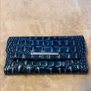 Brahmin Teal Blue Croc-Embossed Leather Wallet